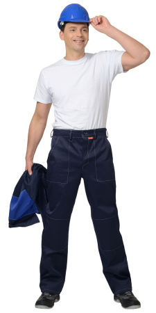 Костюм "АСПЕКТ" :  куртка длин.,  брюки темно-синий с васильковым