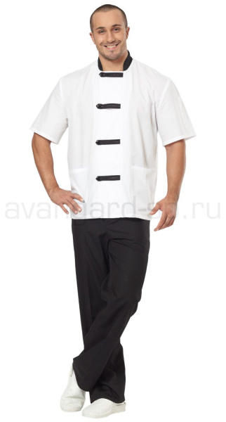 Костюм повара мужской "Азия" (цв. белый + черный) (ЧЗ) Костюм повара мужской "Азия" (цв. белый + черный) (ЧЗ)