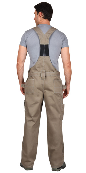 Полукомбинезон "ПРЕМИУМ ПЛЮС" (100% узбекская саржа) песочный с черным пл. 270 г/кв.м