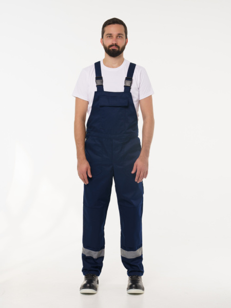 Полукомбинезон рабочий мужской №112 тёмно-синий с васильковым (ЧЗ)