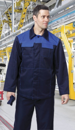 Костюм противокислотный из смесовой ткани т.синий/василек, куртка/брюки ТРАКТ