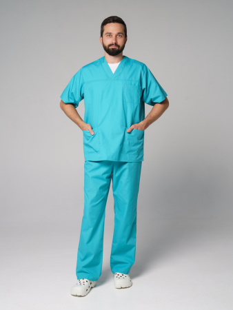 Костюм рабочий универсальный №104 (куртка, брюки) бирюза, ткань смесовая