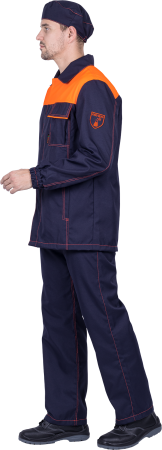 Костюм ХИМОС противокислотный, куртка, брюки, берет, темно-синий/оранжевый