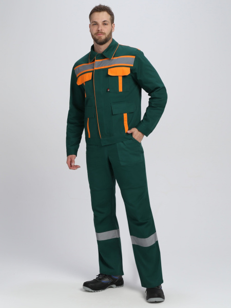 Костюм ИТР СОП IMP (тк.Саржа,250) брюки, т.зеленый/оранжевый Костюм ИТР СОП IMP (тк.Саржа,250) брюки, т.зеленый/оранжевый