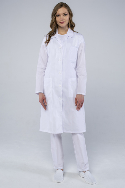 Халат женский База (тк.ТиСи), белый (ЧЗ) Халат женский База (тк.ТиСи), белый (ЧЗ)