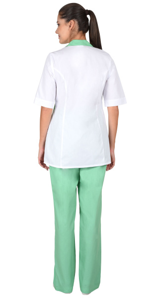 Костюм "Флоренция" женский: куртка, брюки, колпак белый с салатовым  (ЧЗ) Костюм "Флоренция" женский: куртка, брюки, колпак белый с салатовым  (ЧЗ)