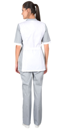 Костюм "ИОНА" женский: куртка, брюки, белый с серым Костюм "ИОНА" женский: куртка, брюки, белый с серым