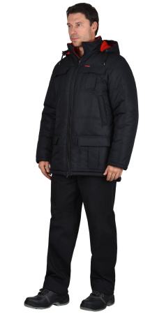 Куртка "КАЙМАН" зимняя мужская, черная, подкладка флис  (ЧЗ)