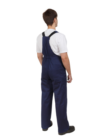 Костюм "Профессионал" с полукомбинезоном (тк.саржа) темно-синий с красным кантом, с СОП (ЧЗ)