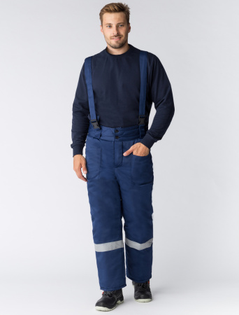 Костюм зимний Труженик-Ультра (Смесовая, 210) брюки, темно-синий/васильковый (ЧЗ)