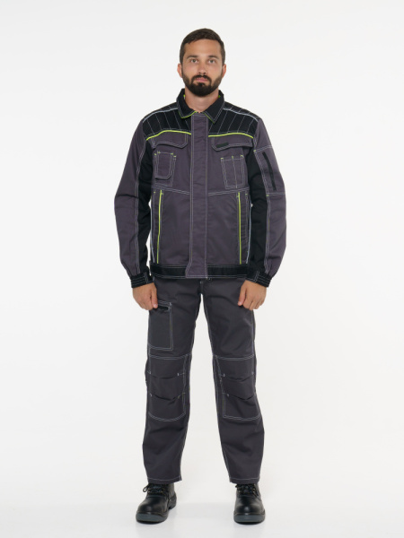 Куртка "Престиж" кор.,летняя темно-серая с лим. кантом тк.Rodos (245 гр/кв.м) (ЧЗ) Куртка "Престиж" кор.,летняя темно-серая с лим. кантом тк.Rodos (245 гр/кв.м) (ЧЗ)