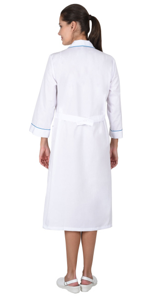 Халат "Ника" женский белый с бирюзовым (ЧЗ) Халат "Ника" женский белый с бирюзовым (ЧЗ)