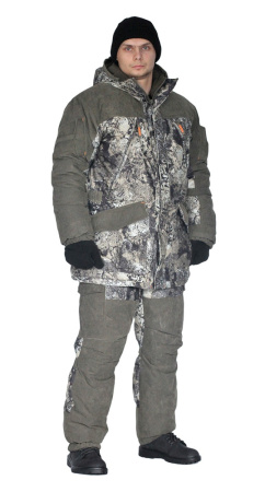 Костюм зимний «ГЕРКОН» куртка/брюки, цвет: кмф "серая глина"/т.хаки, ткань: Алова/Финляндия