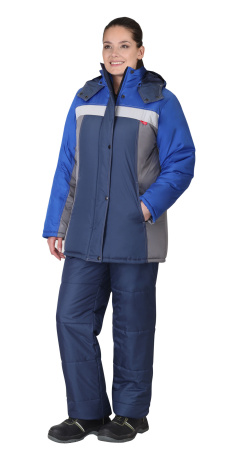 Куртка "ФРИСТАЙЛ" женская, т.синяя со стальным и васильковым (ЧЗ)