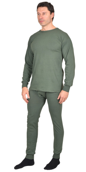 Белье нательное х/б трикотажное (цвет - черный/оливковый)