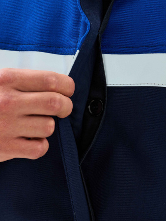 Костюм сварщика Велд-СОП 2 кл.защиты (тк.Хлопок-ОП,350) брюки, т.синий/васильковый