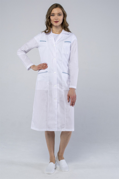 Халат женский Магнолия (тк.ТиСи), белый/синий (ЧЗ) Халат женский Магнолия (тк.ТиСи), белый/синий (ЧЗ)