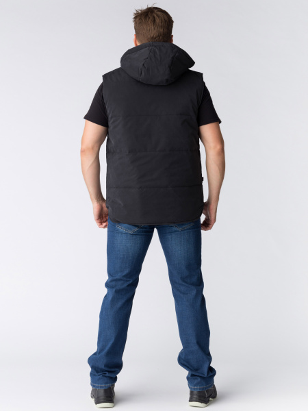 Жилет утепленный с капюшоном Респект (тк.Таслан), черный (ЧЗ) Жилет утепленный с капюшоном Респект (тк.Таслан), черный (ЧЗ)