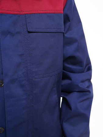 Костюм рабочий мужской №111 (куртка, брюки) тёмно-синий с бордовым без СОП (ЧЗ)