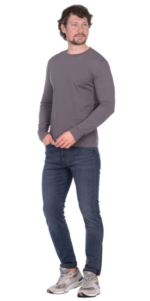 Футболка длинные рукава серая 160г/м2, (М-63) (ЧЗ)