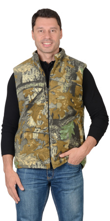 Жилет "ЕВРОПА" двухсторонний оливковый с флисом КМФ "Темный лес" (ЧЗ)