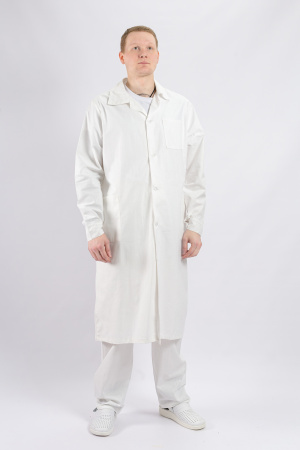 Халат рабочий мужской №200 отбеленный, ткань Бязь