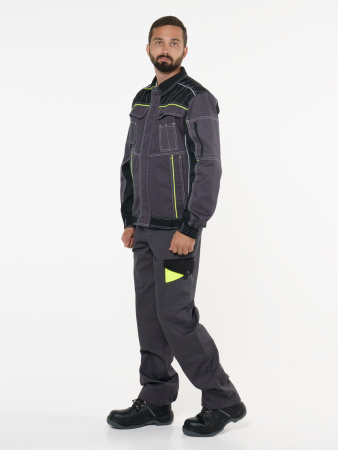 Куртка "Престиж" кор.,летняя темно-серая с лим. кантом тк.Rodos (245 гр/кв.м) (ЧЗ)