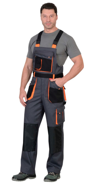 Полукомбинезон "МАНХЕТТЕН" т.серый с оранжевым и черным  (ЧЗ)