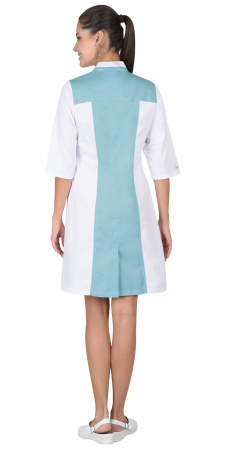 Халат "НИКОЛЬ" женский белый с морской волной/мятный