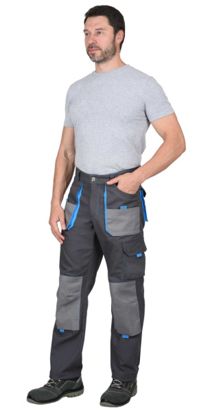 Брюки "Двин" т.серые со средне серым и голубой отделкой Брюки "Двин" т.серые со средне серым и голубой отделкой