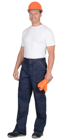 Костюм "Профи-2": куртка, брюки (саржа, 100%-х/б.) синий с оранж. кантом (ЧЗ)