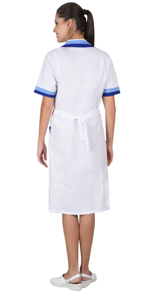 Халат "Мила" женский белый с голубым и васильковым (ЧЗ) Халат "Мила" женский белый с голубым и васильковым (ЧЗ)