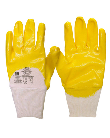 Перчатки Safeprotect "НИТРИЛ-ЛАЙТ-SР РЧ" желтые с частичным обливом