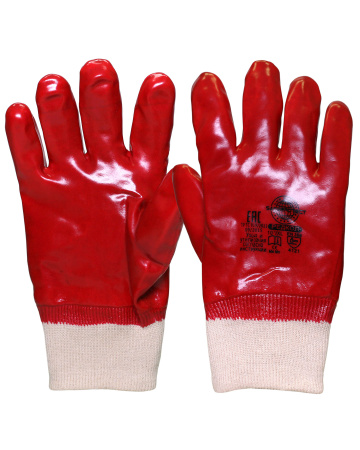 Перчатки Safeprotect "РЕДКОЛ" (основа джерси-100% хлопок, ПВХ покрытие красного цвета)
