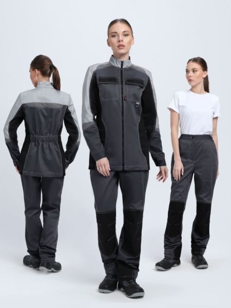 Костюм женский Формула-1 IMP (тк.Смесовая,240) брюки, т.серый/св.серый/черный