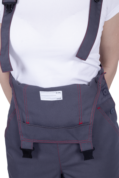 Полукомбинезон ХАЙ-ТЕК SAFETY летний женский, серый-красный ПКОМ 674