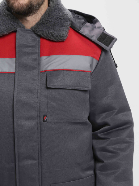 Куртка зимняя Бригада NEW (тк.Смесовая,210), т.серый/красный (ЧЗ) Куртка зимняя Бригада NEW (тк.Смесовая,210), т.серый/красный (ЧЗ)