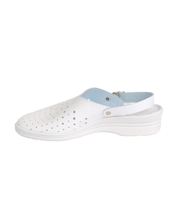 Сабо искусственная кожа женские, ПВХ, белые с голубым Step