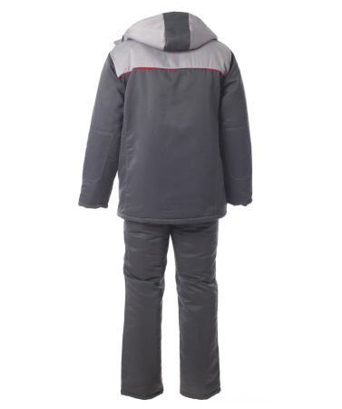 Костюм "Фаворит" зимний: куртка дл., брюки тёмно-серый с серым и красным тк. CROWN-230 Эталон (ЧЗ)