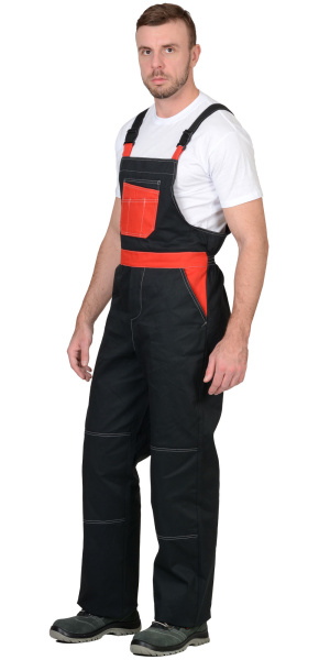 Полукомбинезон "Гранд" чёрный с красным (100% узбекская саржа) Полукомбинезон "Гранд" чёрный с красным (100% узбекская саржа)