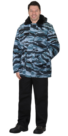Куртка "БЕЗОПАСНОСТЬ" зимняя удлиненная КМФ Серый вихрь (ЧЗ)