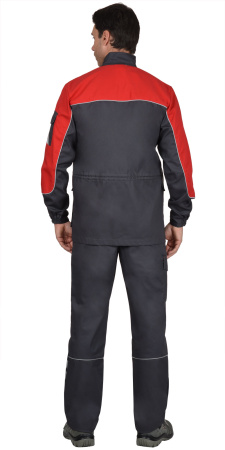 Костюм "Фотон"  летний: куртка, брюки серый с красным  (распродажа) (ЧЗ)