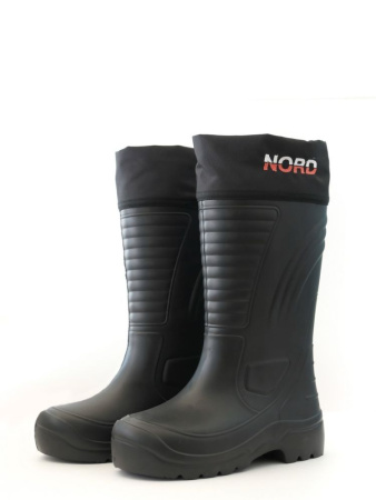 Сапоги мужские "Норд" из ЭВА с надставкой и 2-сл. чулком из фольг.полотна и натур.меха  150-02-3Н