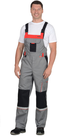 Полукомбинезон "СТАН" :  ср-серый с черной и красной отделкой