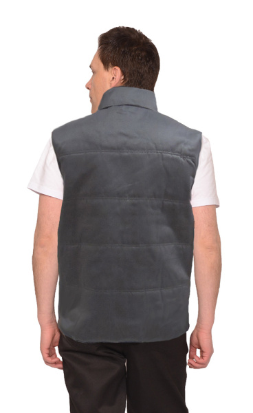 Жилет "ПРОФИ" утеплённый, серый подкладка флис красная (ЧЗ)