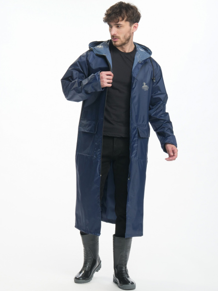 Плащ влагозащитный Тайфун (Нейлон/ПВХ,200), т.синий (СИЗ маркет) Плащ влагозащитный Тайфун (Нейлон/ПВХ,200), т.синий (СИЗ маркет)