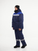 Костюм мужской зимний Кос706 (куртка, брюки) ткань смесовая, цвет темно-синий с васильковым