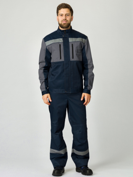 Костюм Нембус-1 СОП (тк.Смесовая,220) брюки, т.синий/серый (ЧЗ)