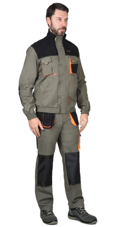 Куртка "МАНХЕТТЕН" короткая, оливковая с оранжевым и черным (ЧЗ)