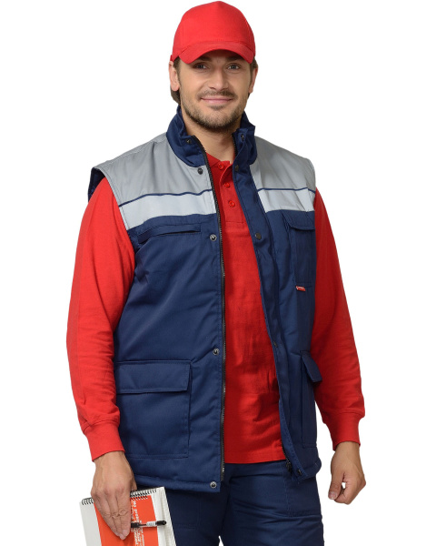 Жилет "Спец" утеплённый мужской синий с серым (ЧЗ) Жилет "Спец" утеплённый мужской синий с серым (ЧЗ)